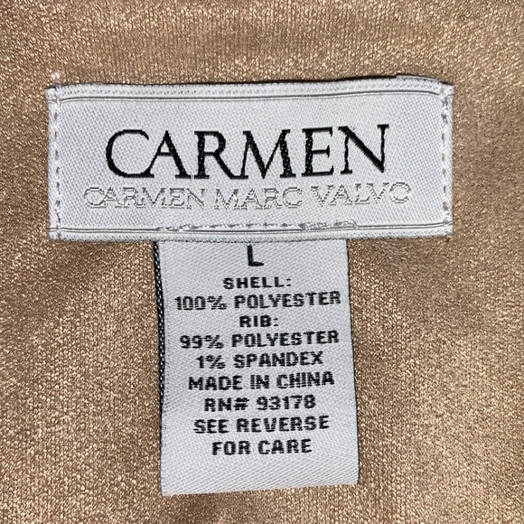 CARMEN MARC VALVO jacket, cream, waterfall front, faux leather zip cuffs. L - Picture 11 of 17